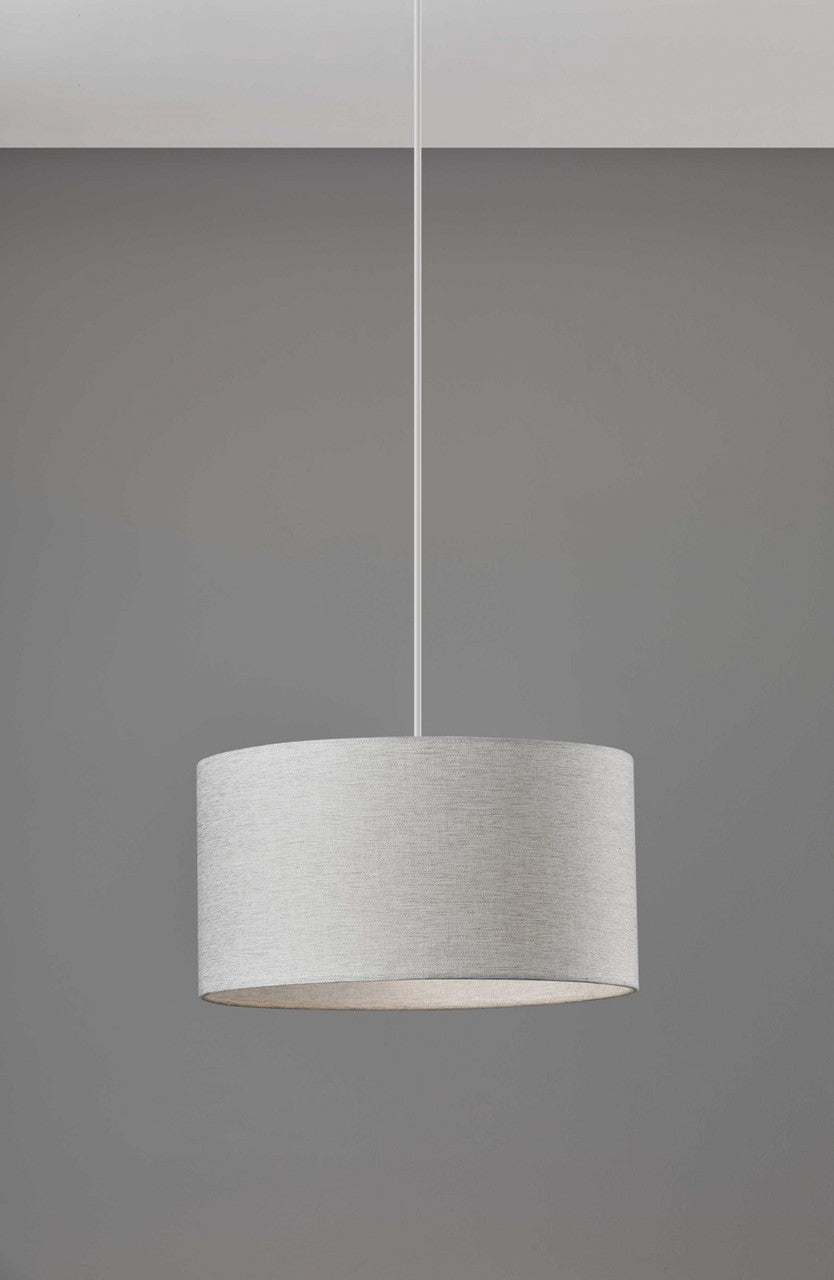 White Fabric Sleek Drum Pendant Lamp-1