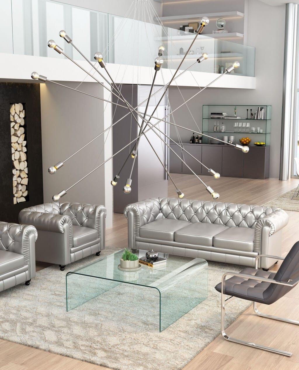 Silver Multi Light Metal Dimmable Chandelier-4