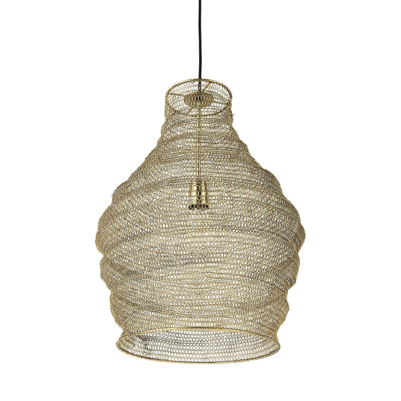 Gold Metal Wire Mesh Hanging Pendant Light-0