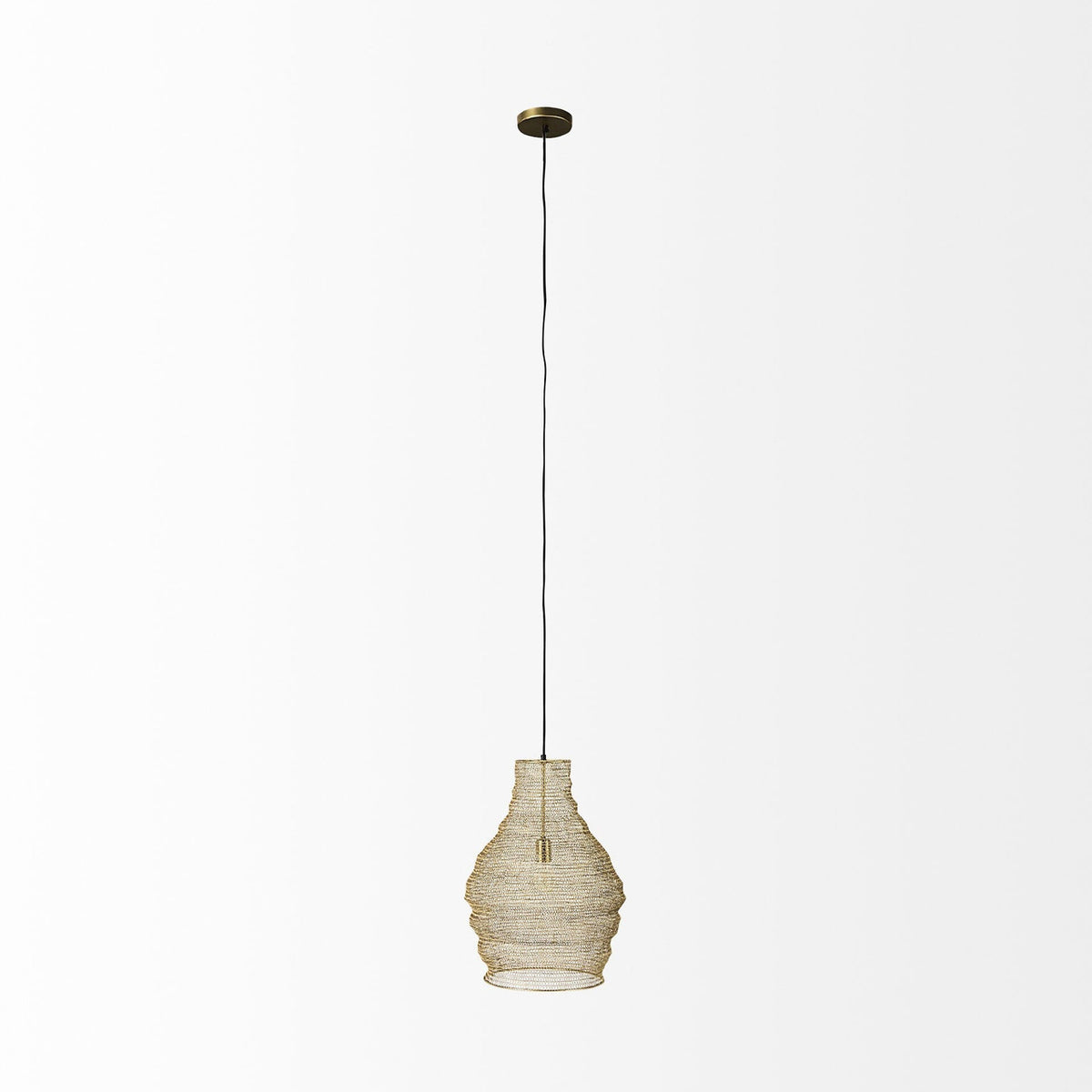 Gold Metal Wire Mesh Hanging Pendant Light-1