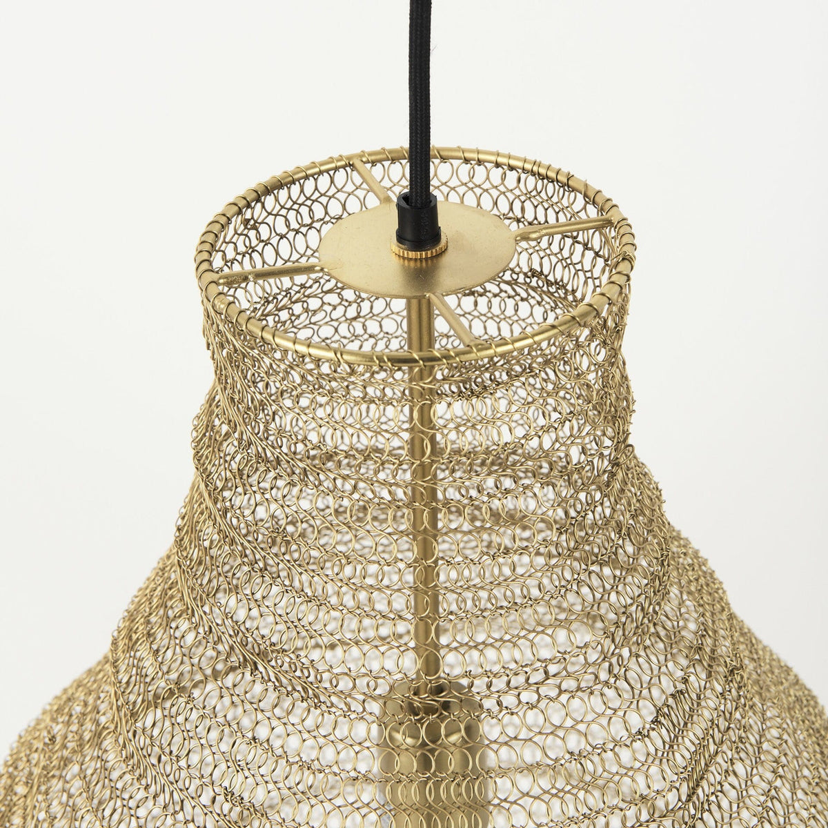 Gold Metal Wire Mesh Hanging Pendant Light-4