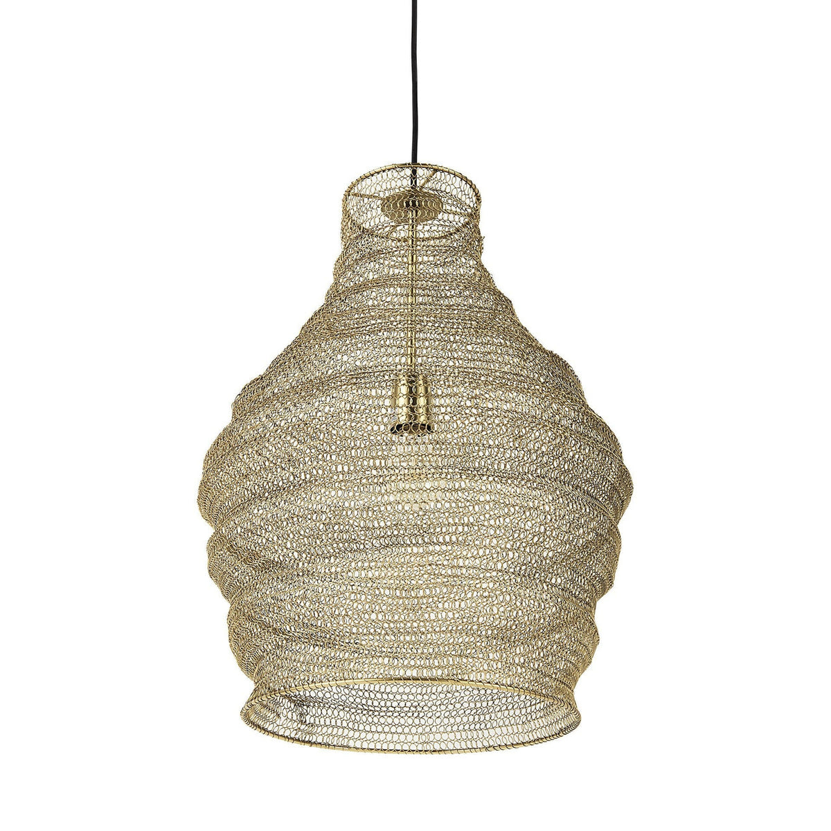 Gold Metal Wire Mesh Hanging Pendant Light-6