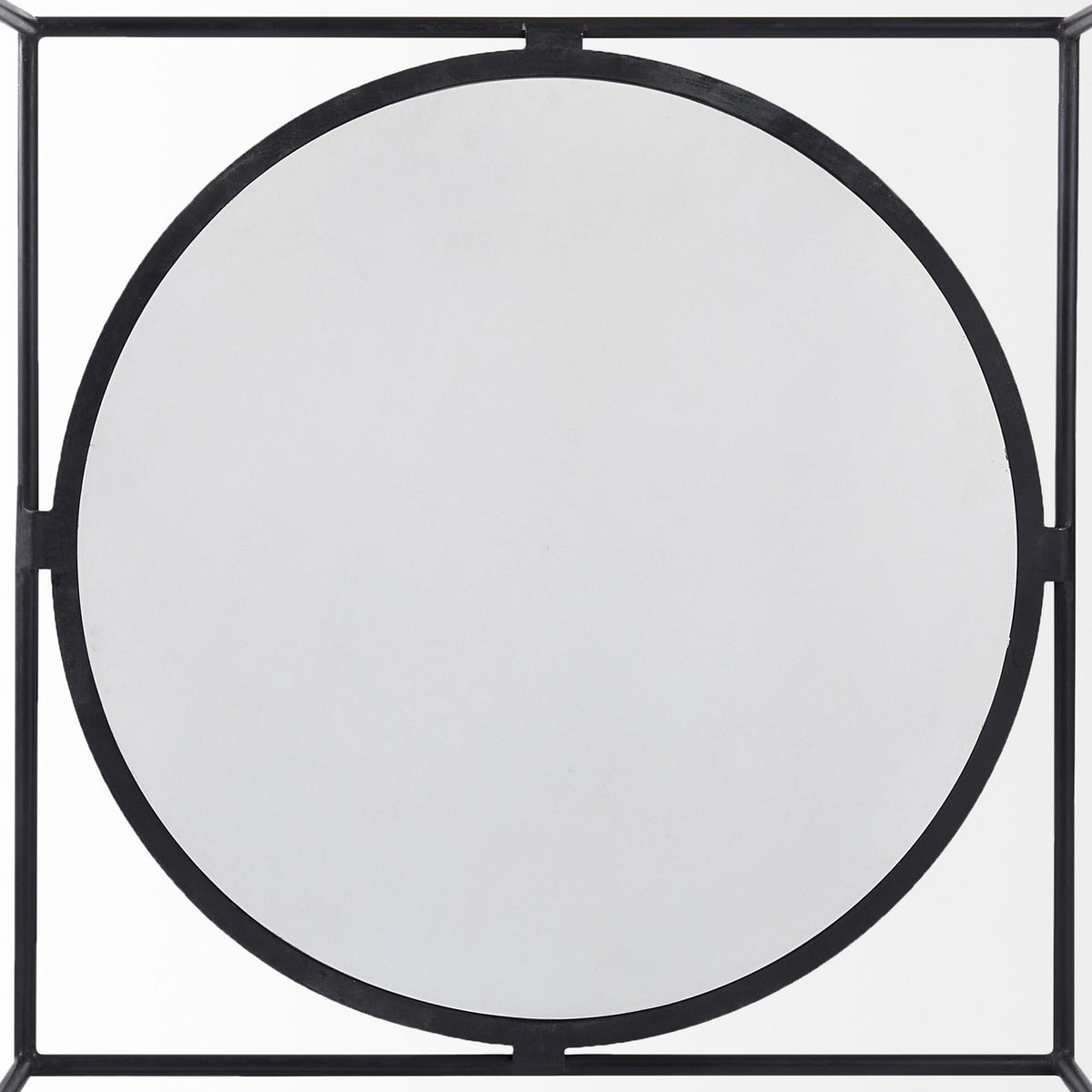 36" White And Black Genuine Marble And Metal Square Coffee Table-3