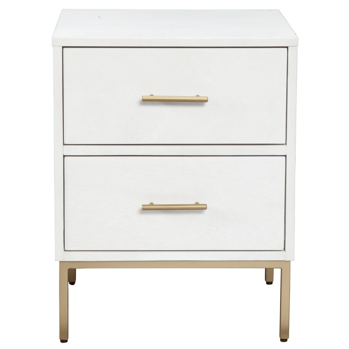 White and Gold Lines 2 Drawer Nightstand-1
