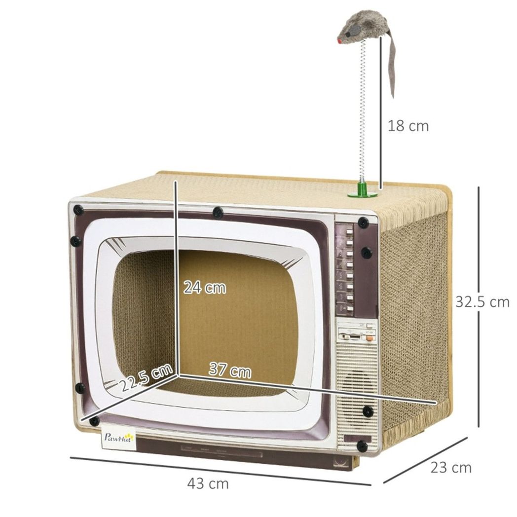 Cat Scratching House 32.5H x 43L x 23Wcm, Brown