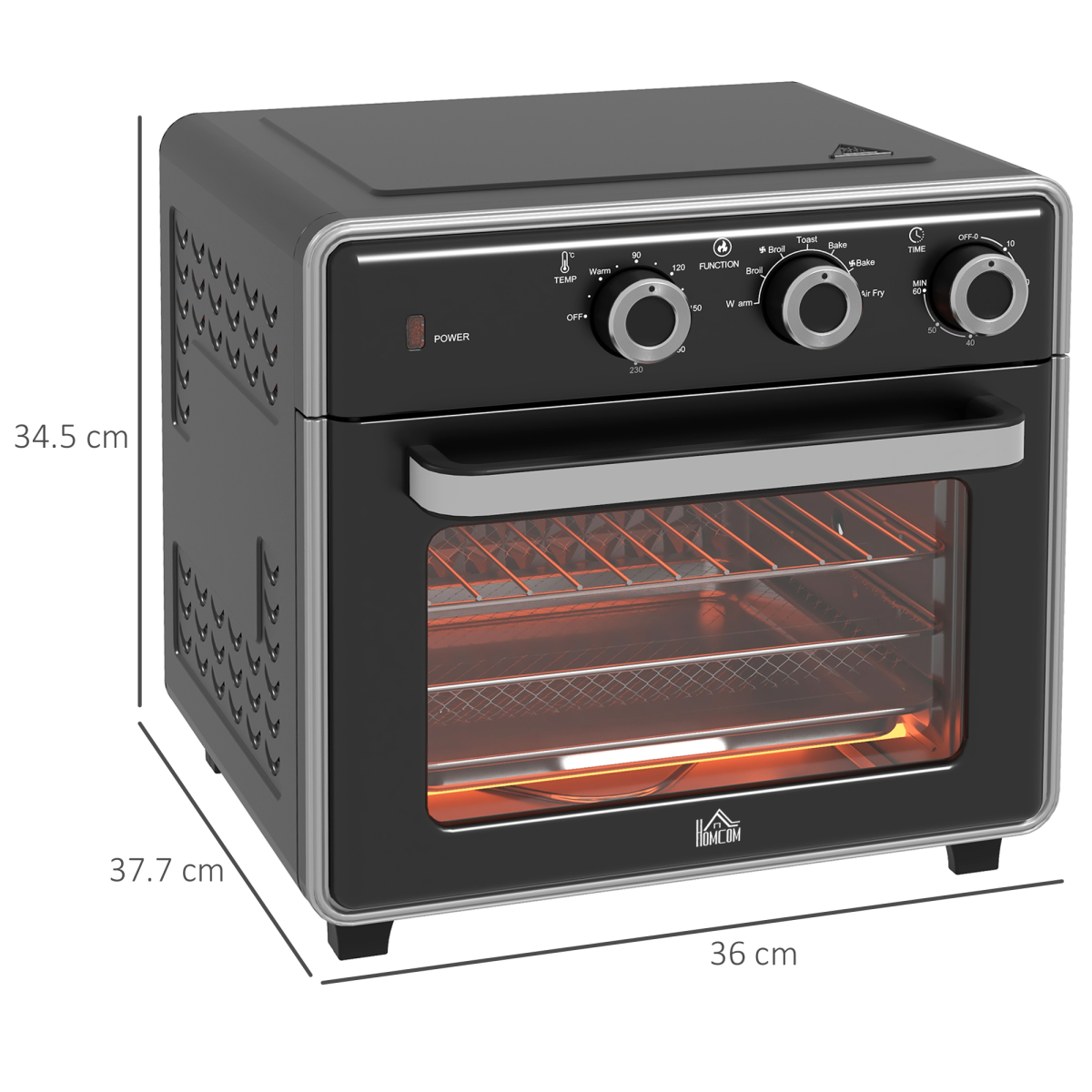 Air Fryer Oven 20L Mini Oven Countertop Convection Oven 1400W Black