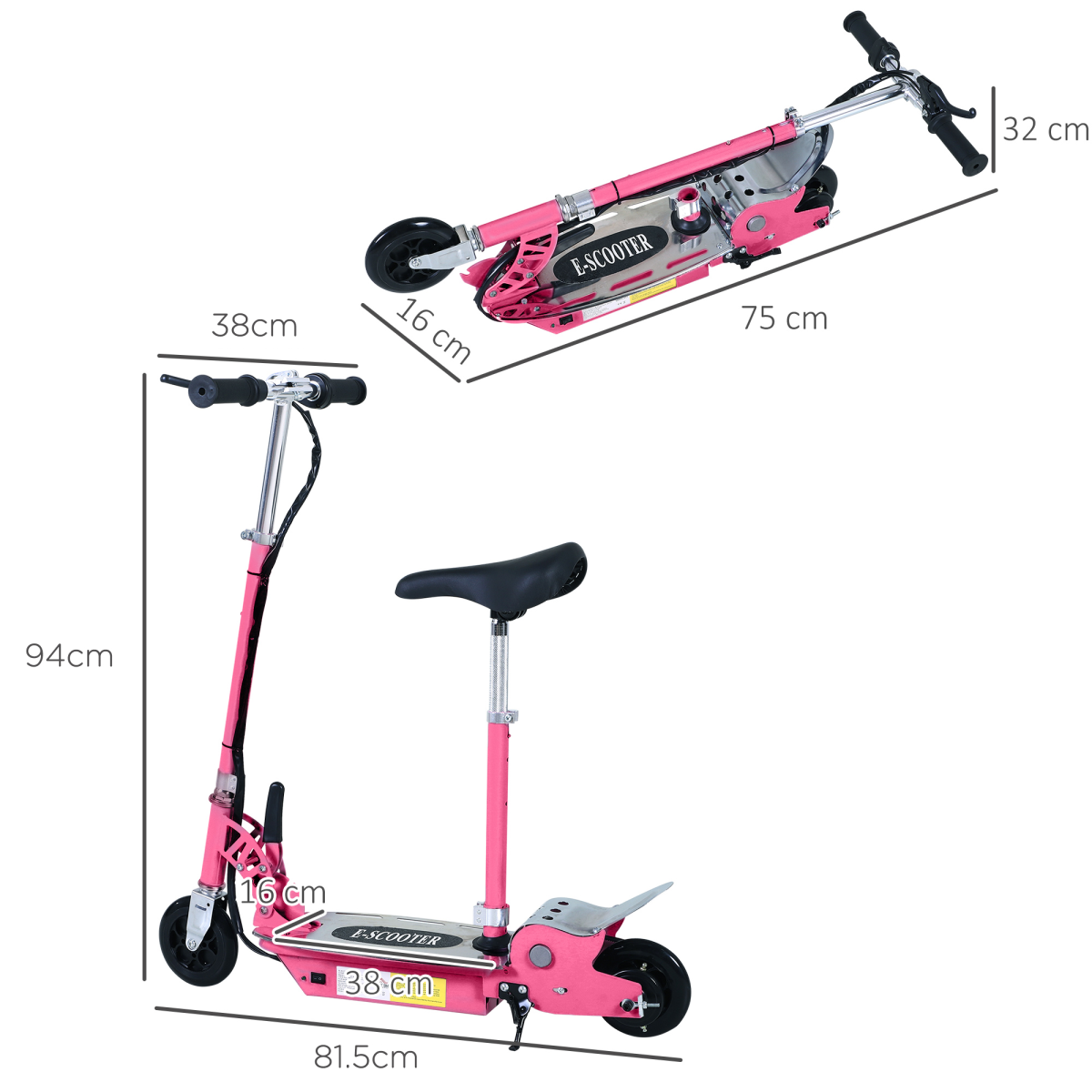Teen Foldable Electric Scooter Electric Battery 120W with Brake Kickstand