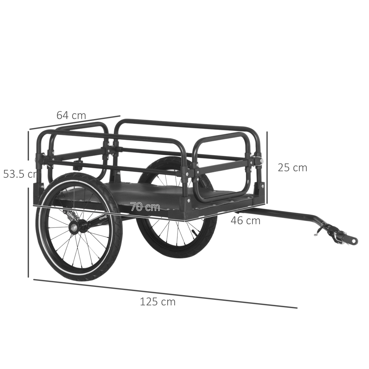 Bike Trailer Wagon Bicycle Cargo Trailer with Suspension, 2 Wheels, Black