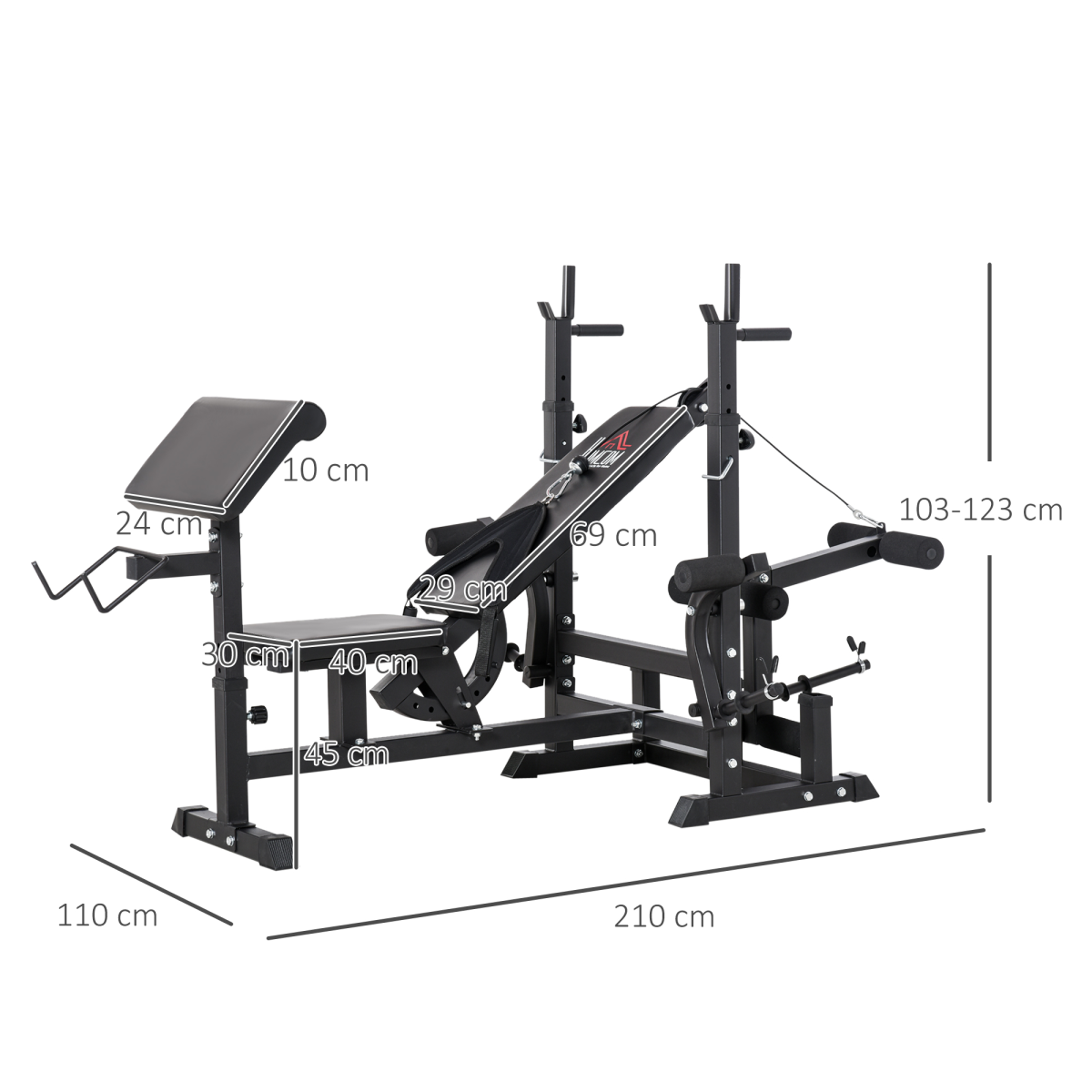 Multi-Exercise Full-Body Weight Bench with Bench Press and Leg Extension