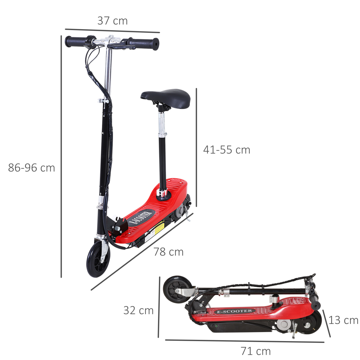 Kids Foldable Electric Powered Scooters 120W Toy with Brake Kickstand Red