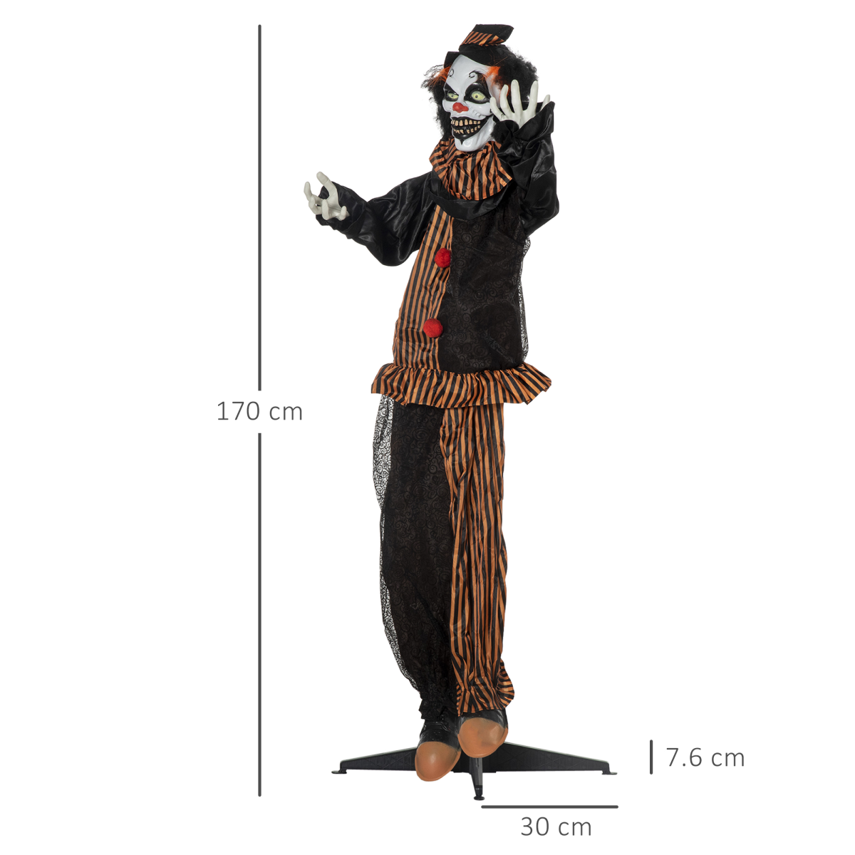 67 Inch Life Size Outdoor Halloween Talking Circus Clown Light Up Eyes
