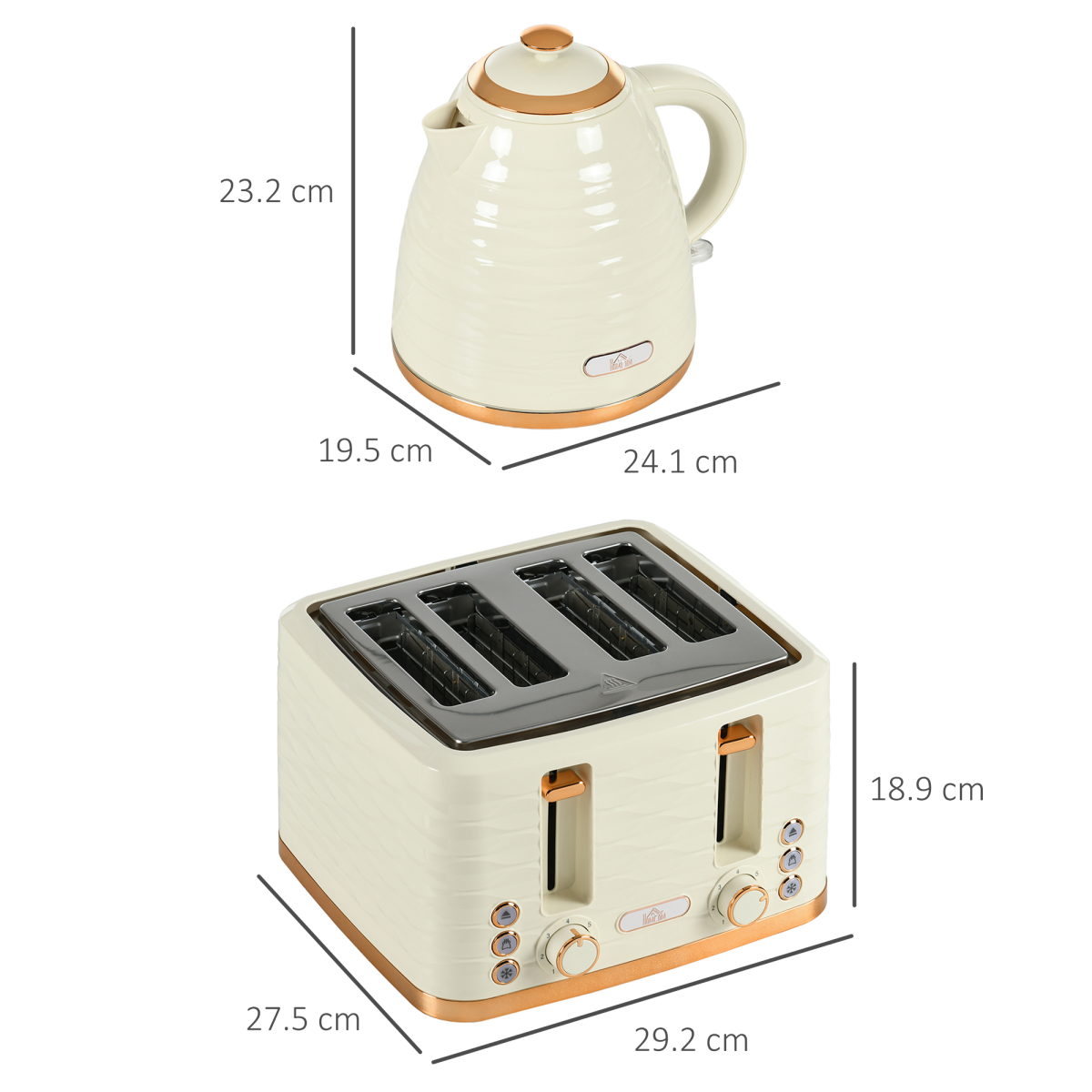 Kettle and Toaster Set 1.7L Rapid Boil Kettle and 4 Slice Toaster Beige