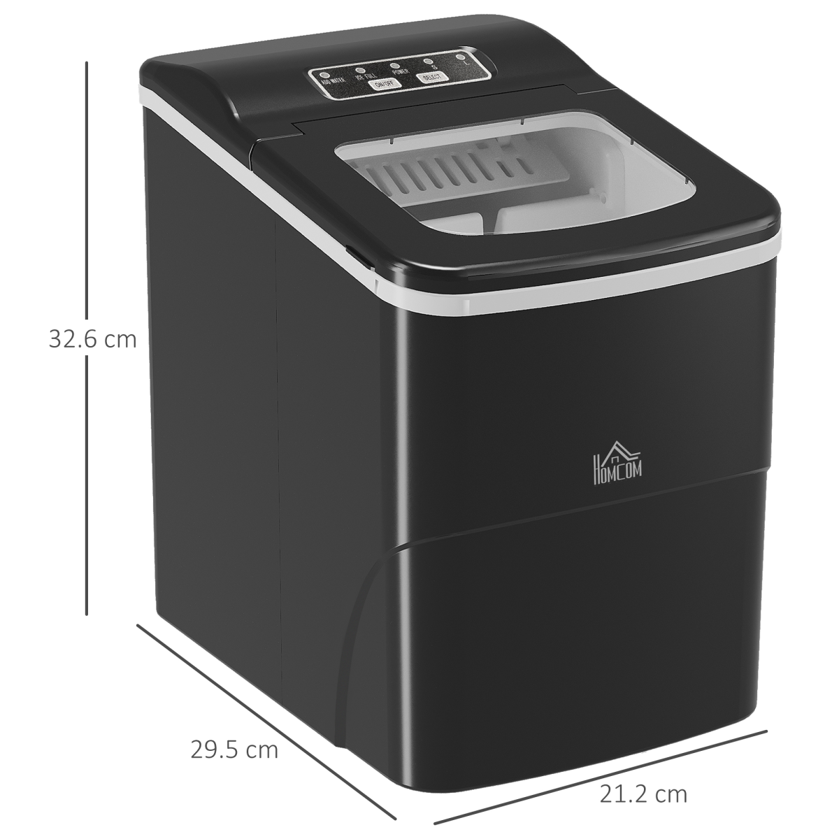 Ice Maker 12kg/24H Production with Scoop Basket for Home Office Black