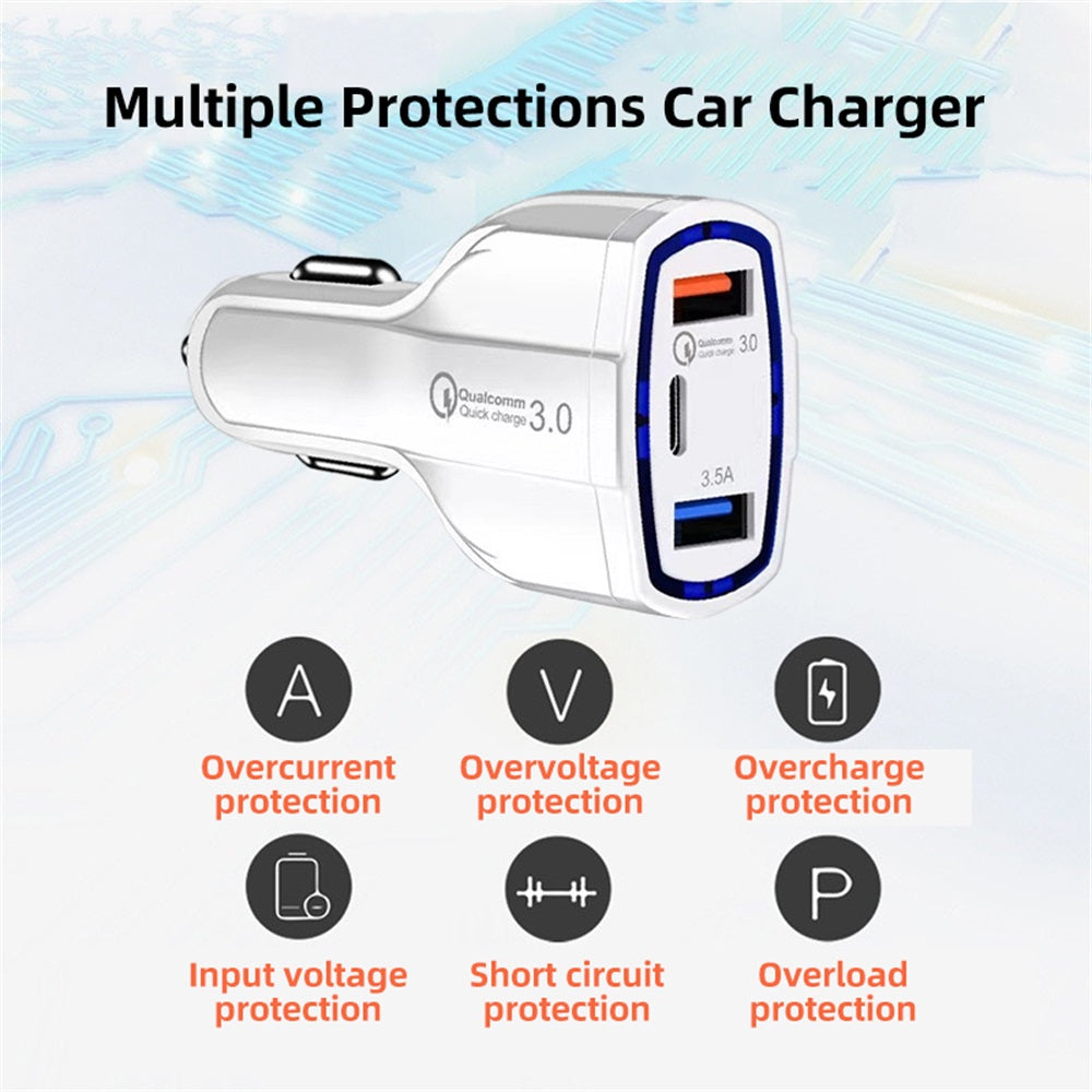Car Charger White 48W, Dual USB and USB C PD Fast Charger for Phones and Tablets image 4