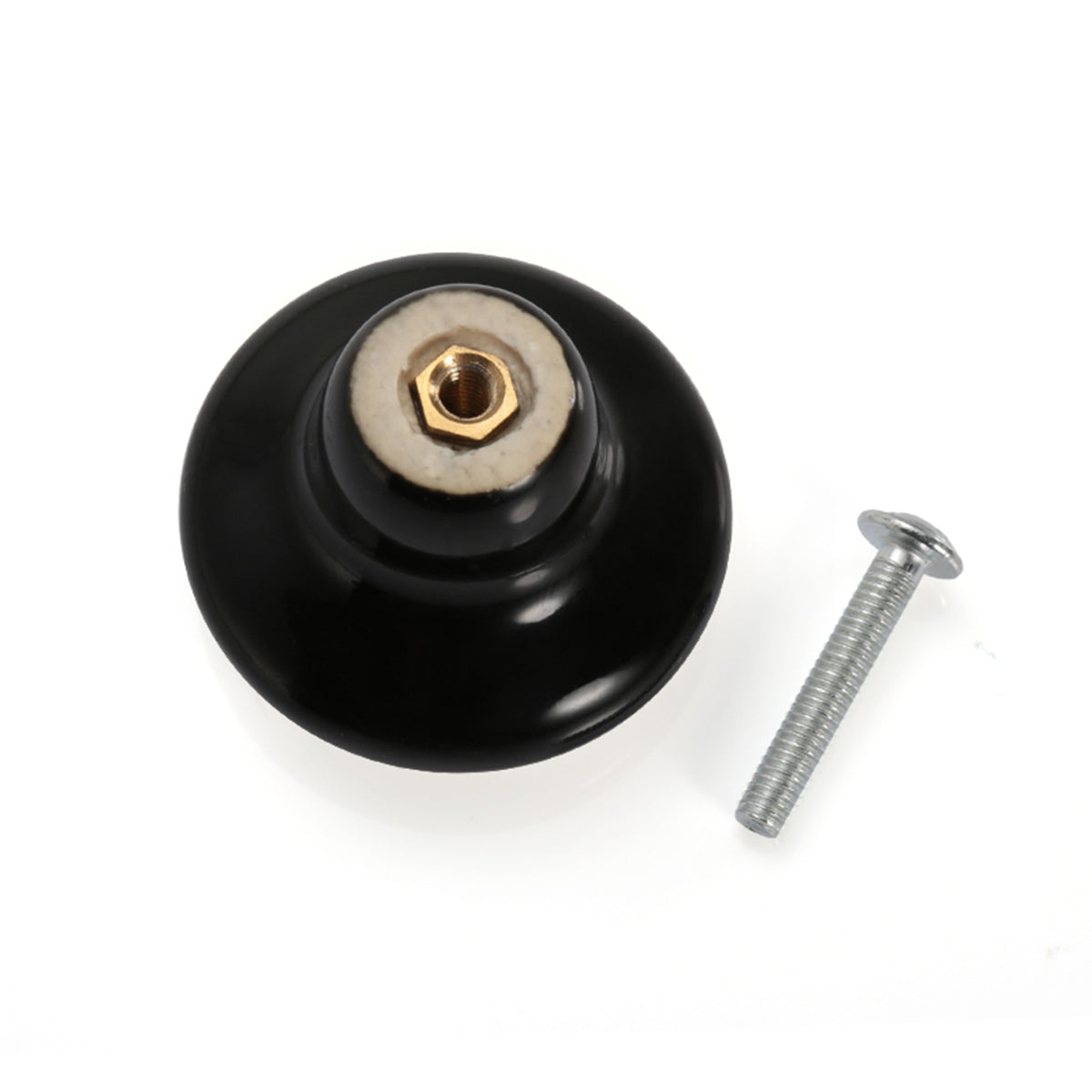 Ceramic Cabinet Knob 38mm Black, Single Hole Cupboard Drawer Pull Handle image 8