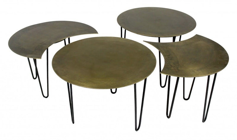 Set of Four Bohemian Gold Cocktail Table Set-0