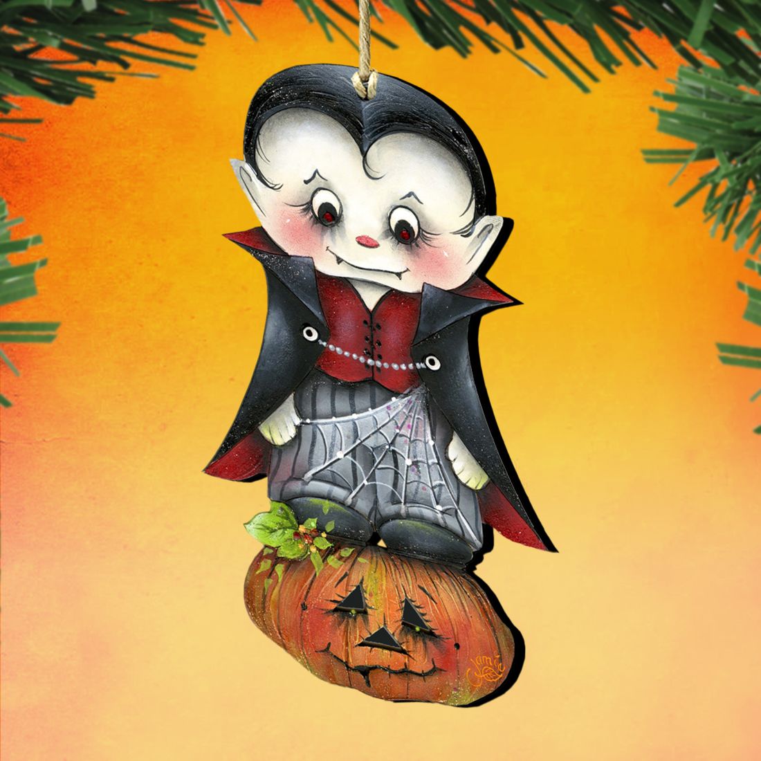 Dracula Wooden Ornaments Halloween by Jamie Mills-Price - Thanksgiving Halloween Decor - 8457401-1