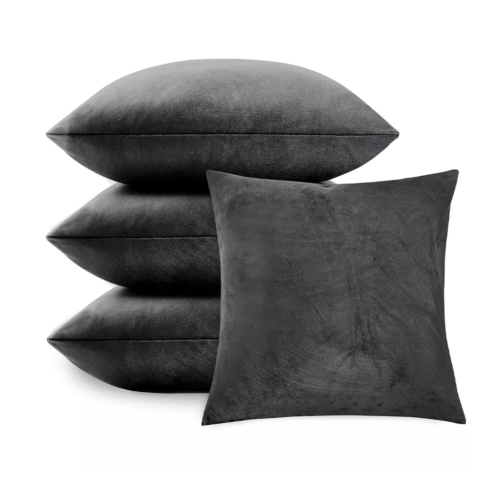 Velvet Cushion Covers Light Grey 4 Pack, 45 x 45cm Square Pillow Covers image 12