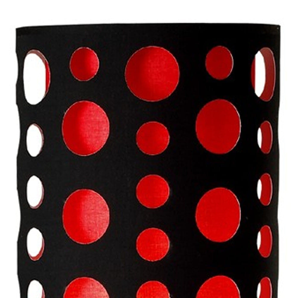 66" Steel Novelty Floor Lamp With Black And Red Drum Shade-3