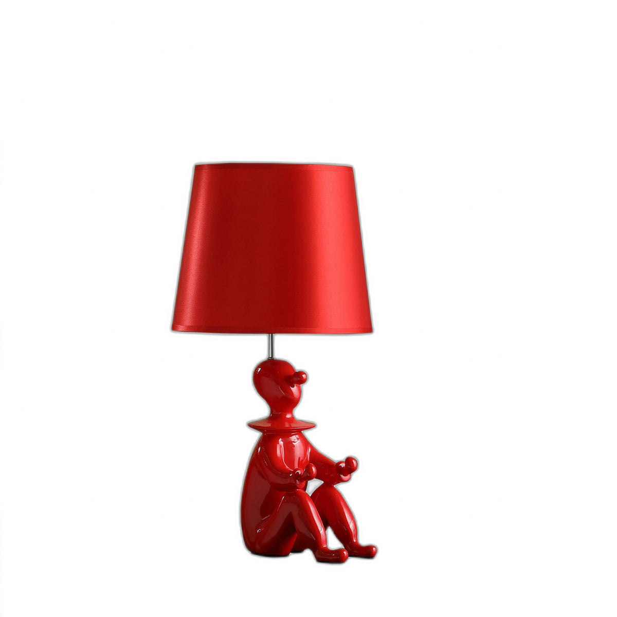 21" Red Bedside Table Lamp With Red Empire Shade-3