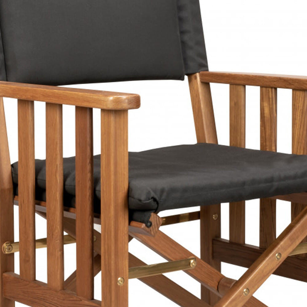 20" Black and Natural Wood Solid Wood Indoor Outdoor Director Chair with Black Cushion-2
