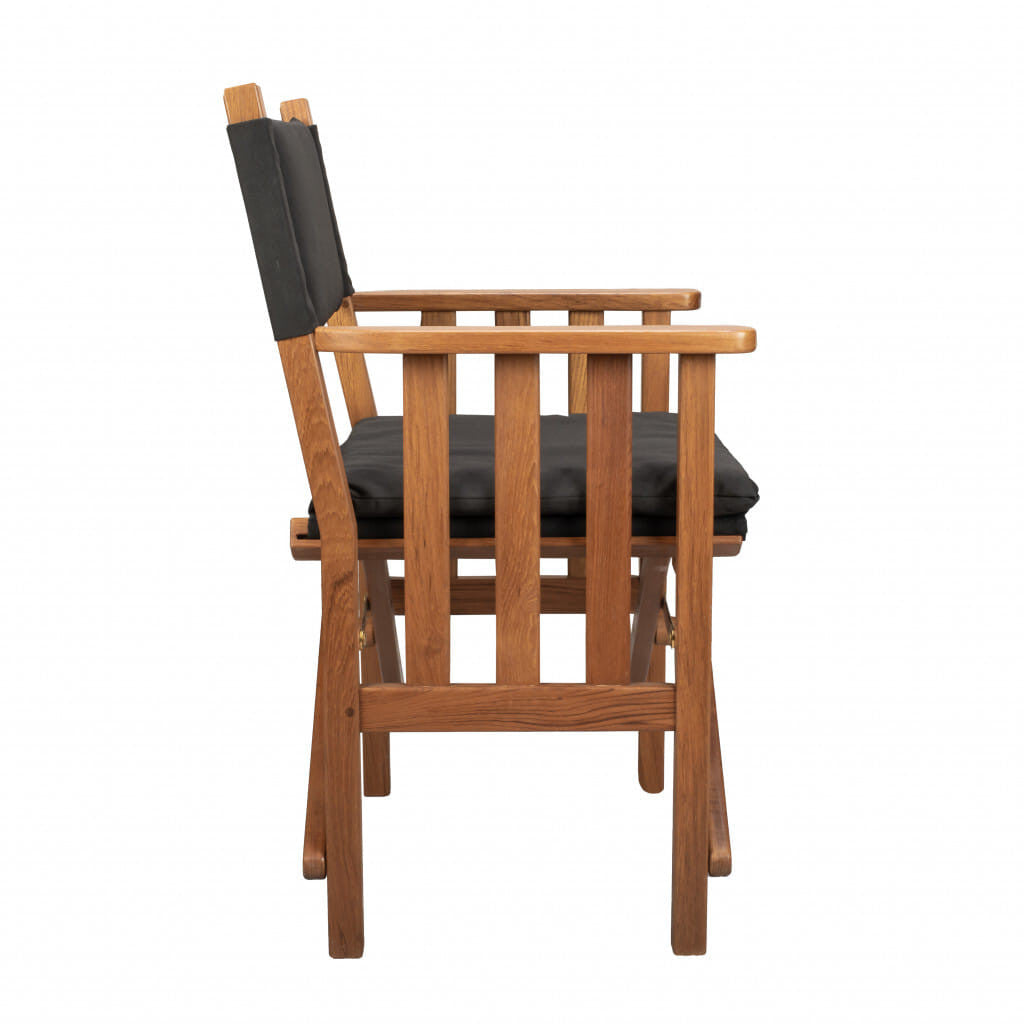 20" Black and Natural Wood Solid Wood Indoor Outdoor Director Chair with Black Cushion-4