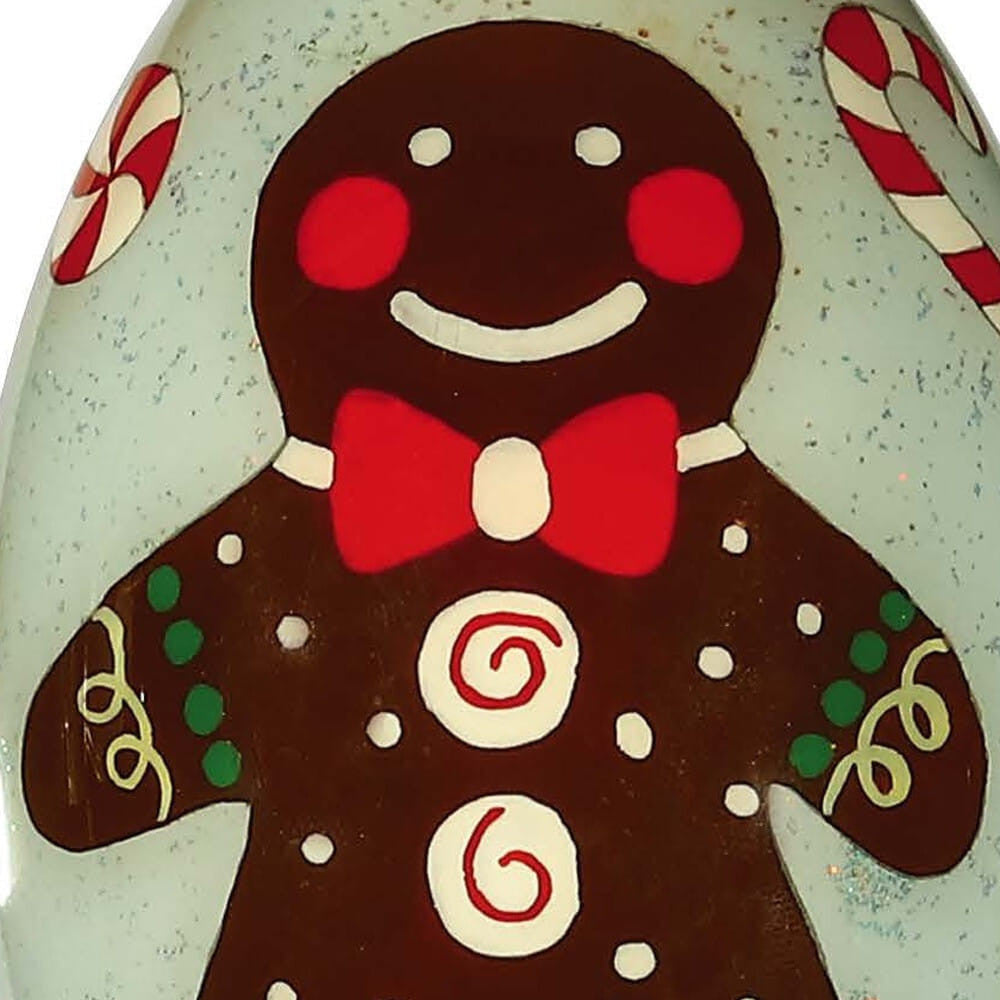 Festive Glitter Gingerbread Man Hand Painted Mouth Blown Glass Ornament-2