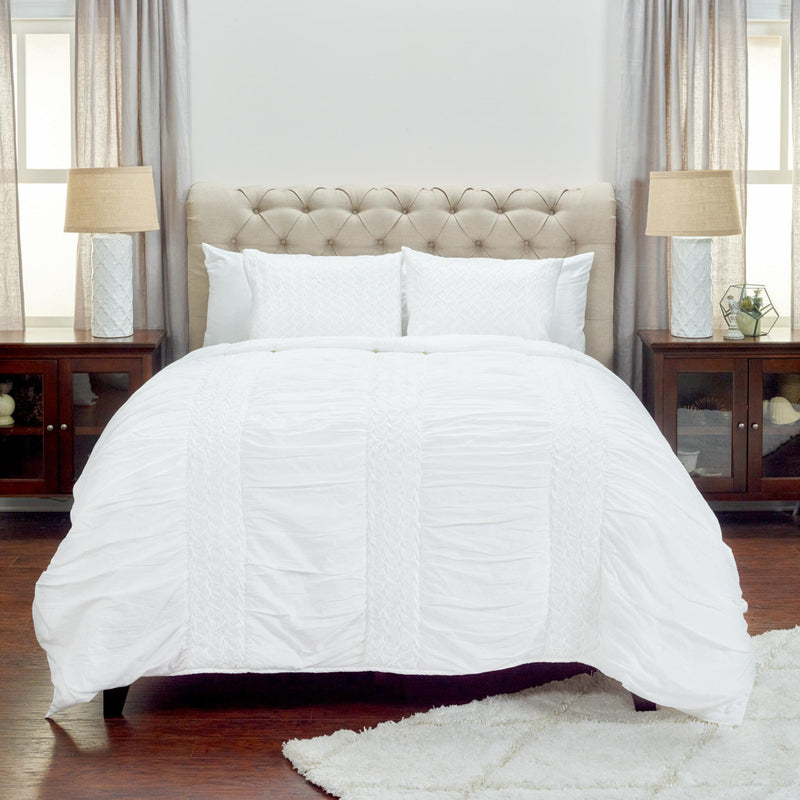 White Twin 100% Cotton 300 Thread Count Machine Washable Down Alternative Comforter-0