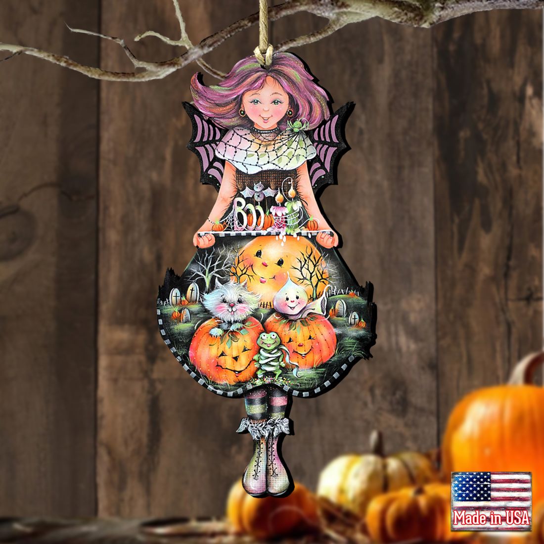 Halloween Fairy Wooden Ornaments by Jamie Mills-Price - Thanksgiving Halloween Decor - 8457412-2