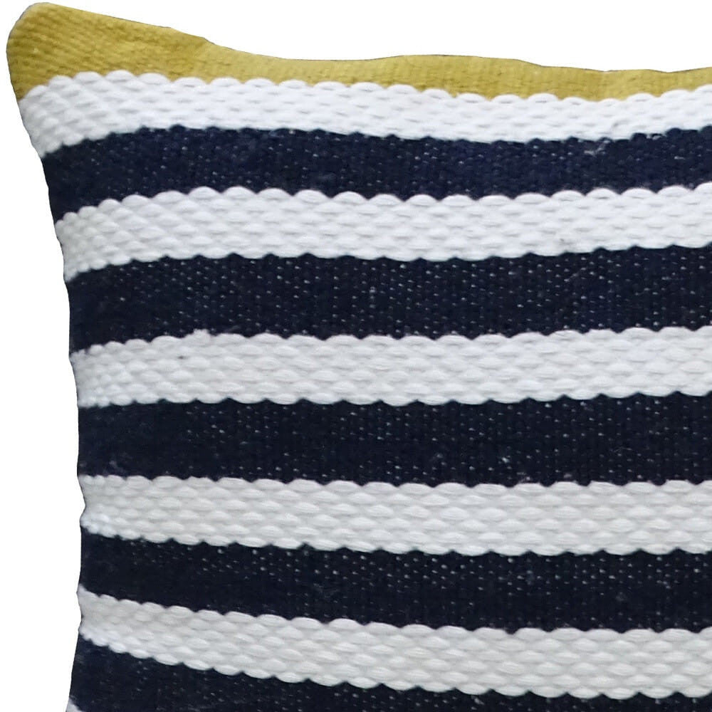 14" X 20" Black And Yellow Zippered Striped Indoor Outdoor Throw Pillow-1