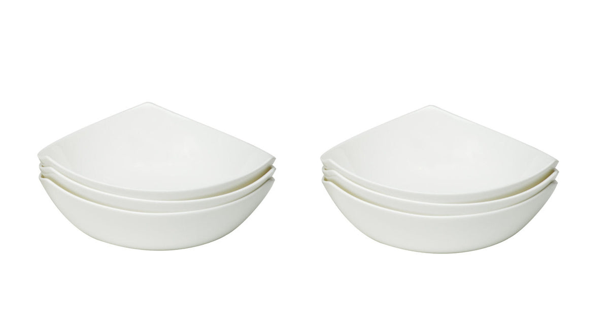 White Six Piece Triangle Bone China Service For Six Bowl Set-3