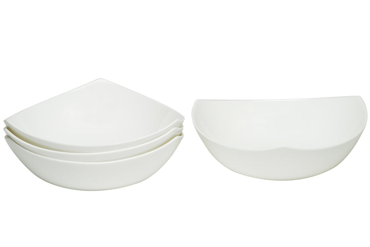 White Six Piece Triangle Bone China Service For Six Bowl Set-1