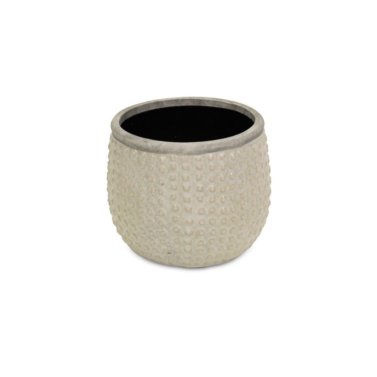 6" Beige Dot Ceramic Indoor Outdoor Round Pot Planter-1