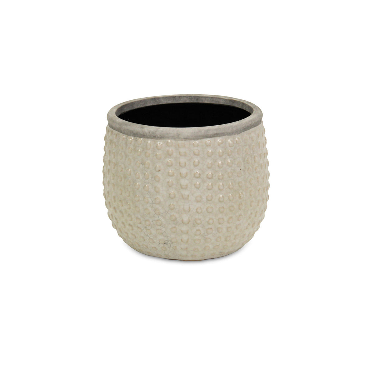 6" Beige Dot Ceramic Indoor Outdoor Round Pot Planter-2