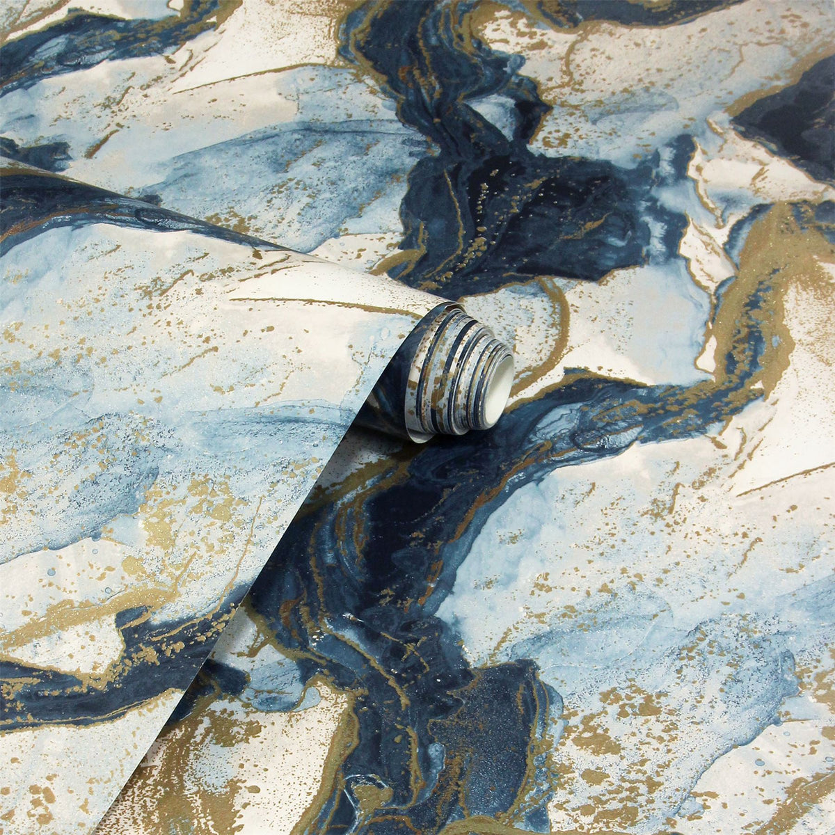 Abstract Marble Teal/Gold Wallpaper image 3