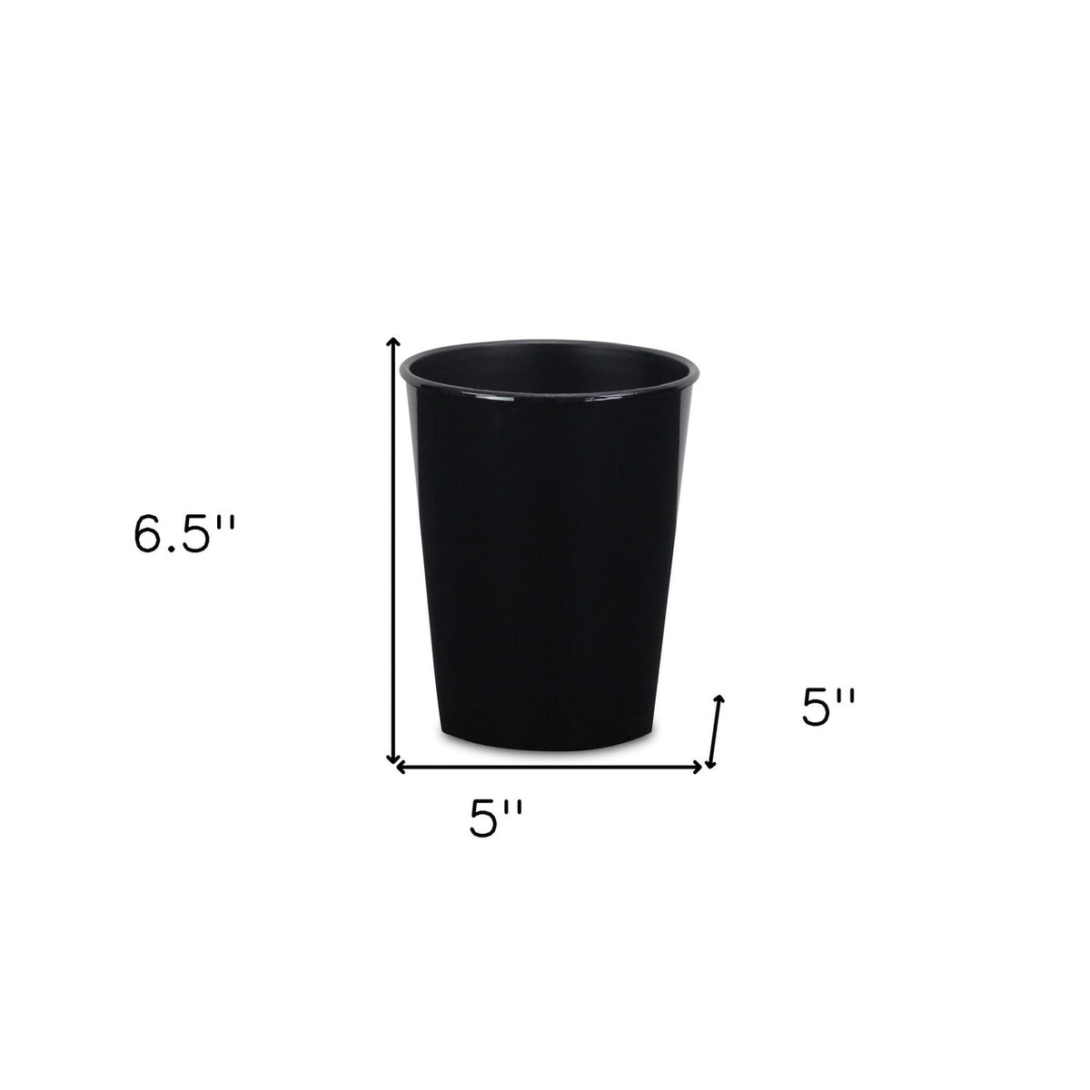 5" Black Recycled Plastic Indoor Outdoor Round Pot Planter-4