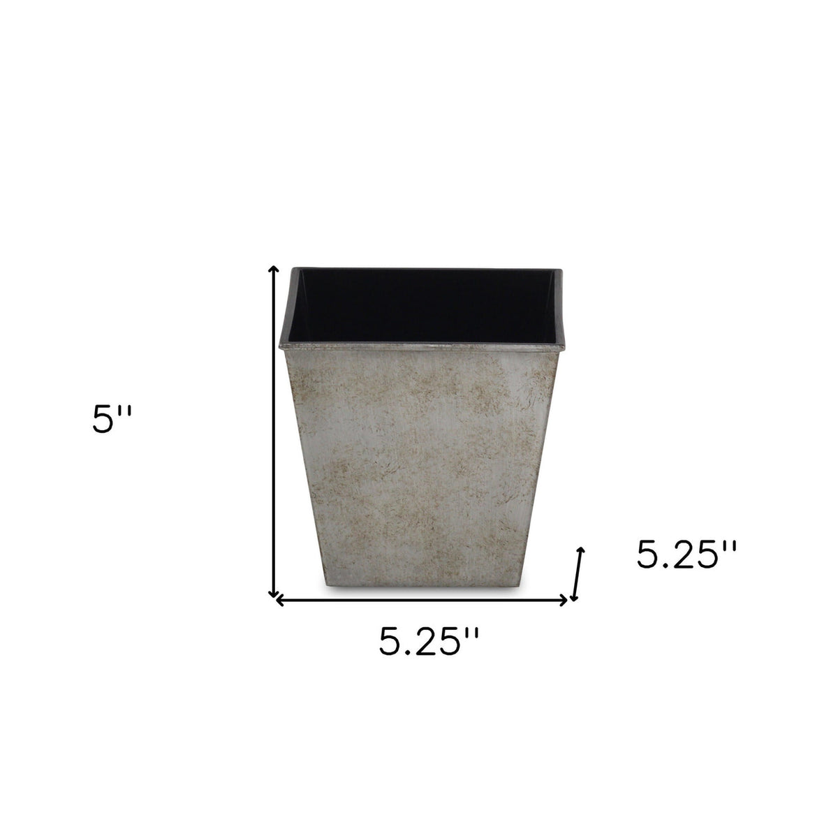 5" Gray Recycled Plastic Indoor Outdoor Square Pot Planter