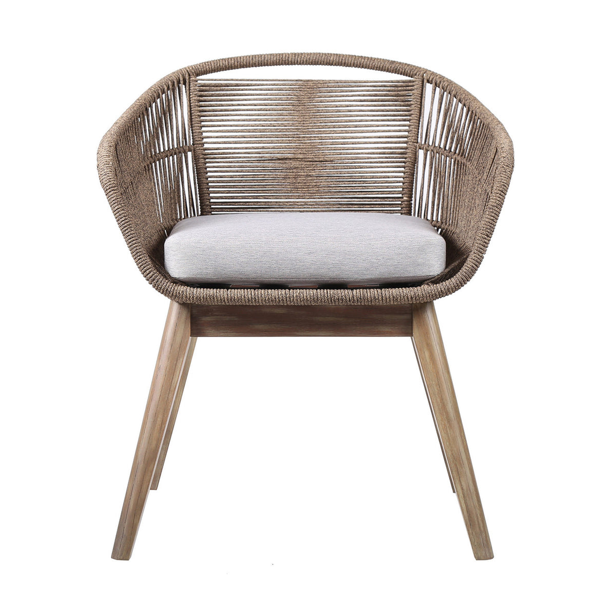 27" Gray and Natural Wood Solid Wood Outdoor Dining Chair with Gray Cushion-2
