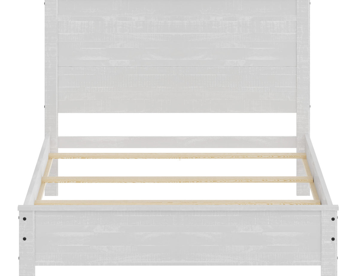 White Solid Wood Twin Bed Frame-3