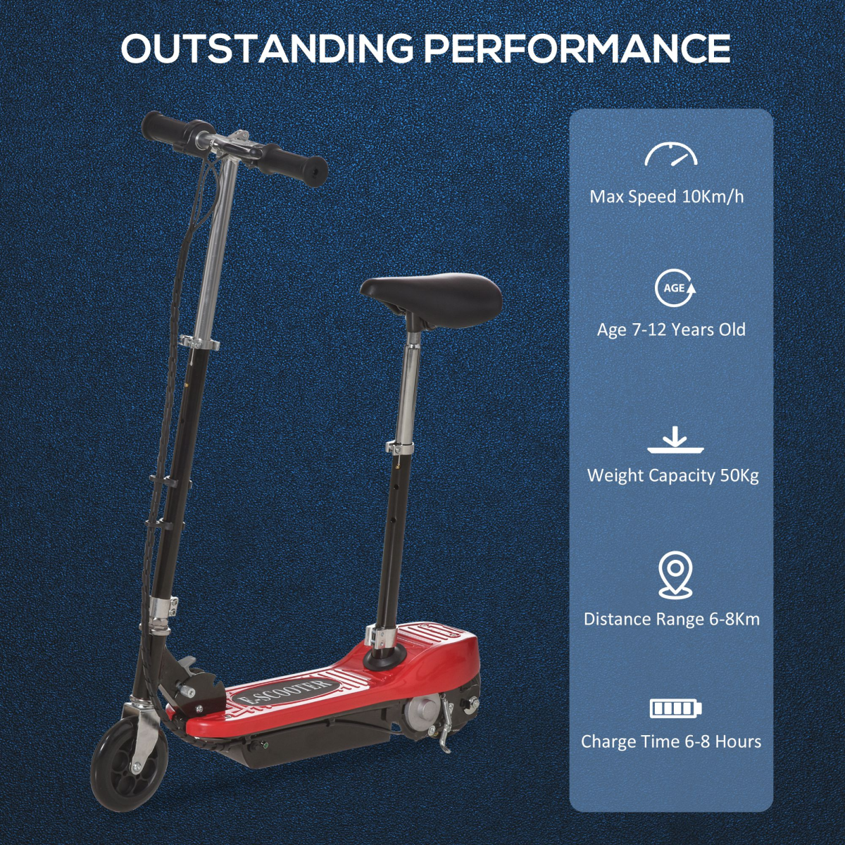 Kids Foldable Electric Powered Scooters 120W Toy with Brake Kickstand Red