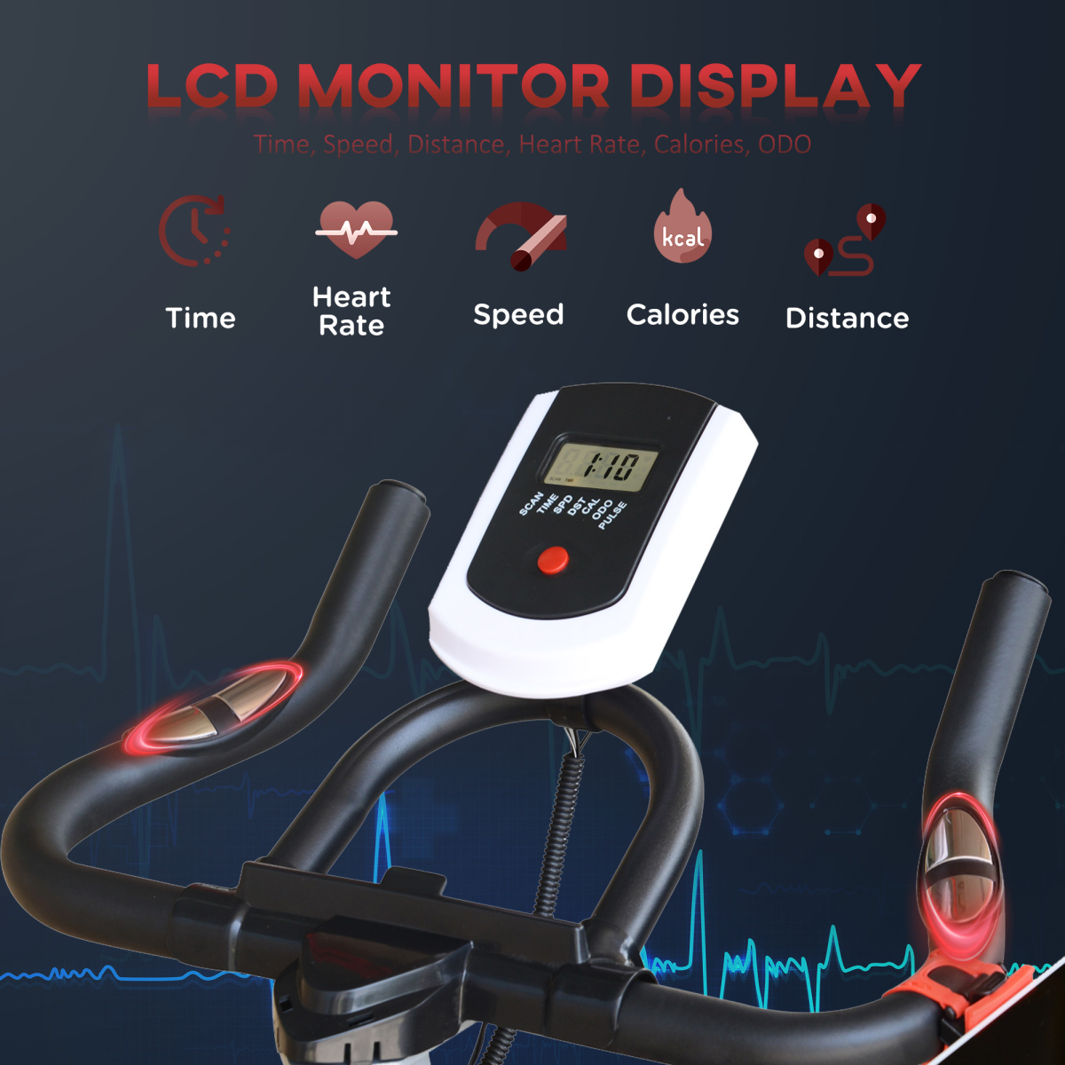 8kg Flywheel Exercise Racing Bicycle Cardio Adjustable Resistance LCD