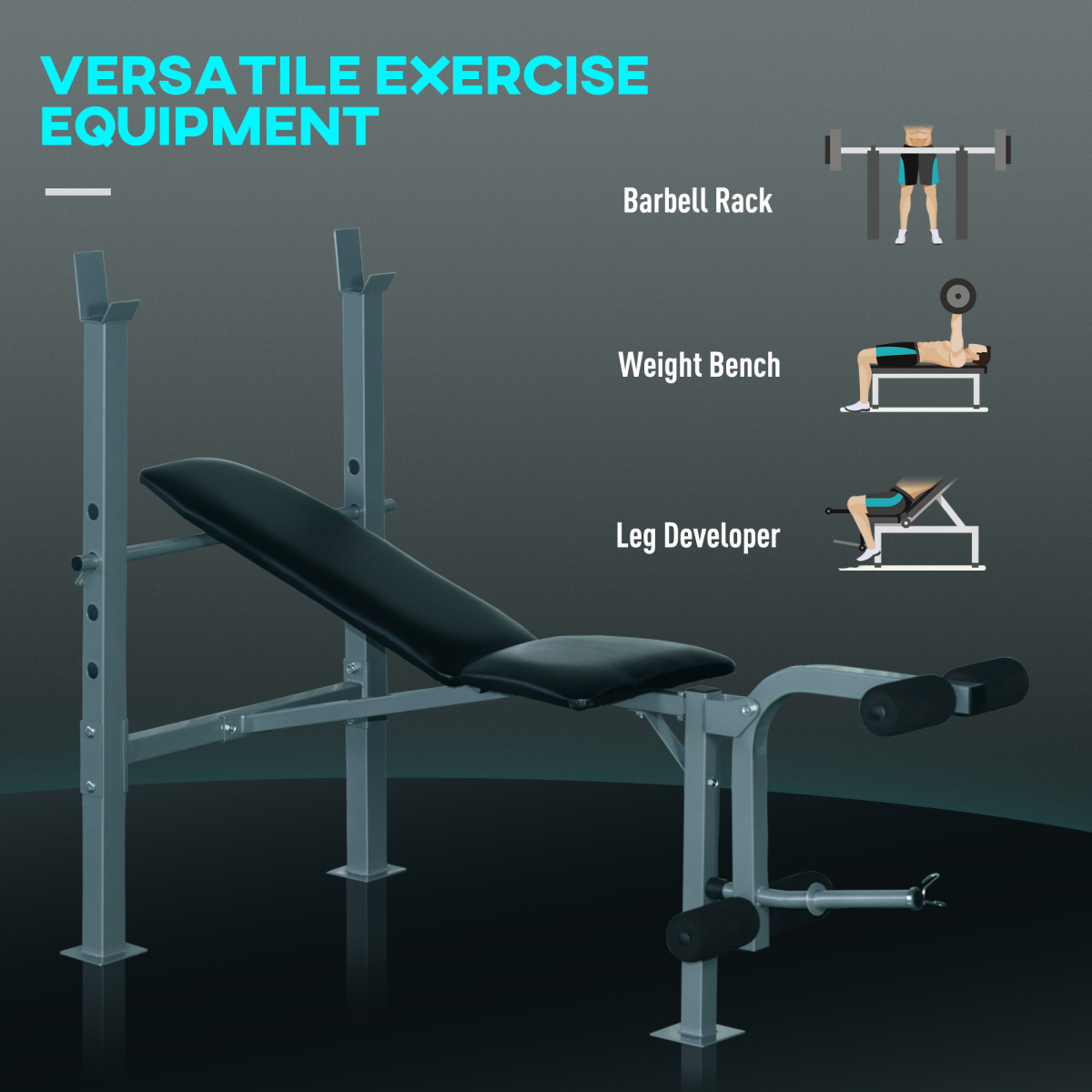 Adjustable Multi Gym Weight Bench Barbell Stand Chest Leg Abs Training