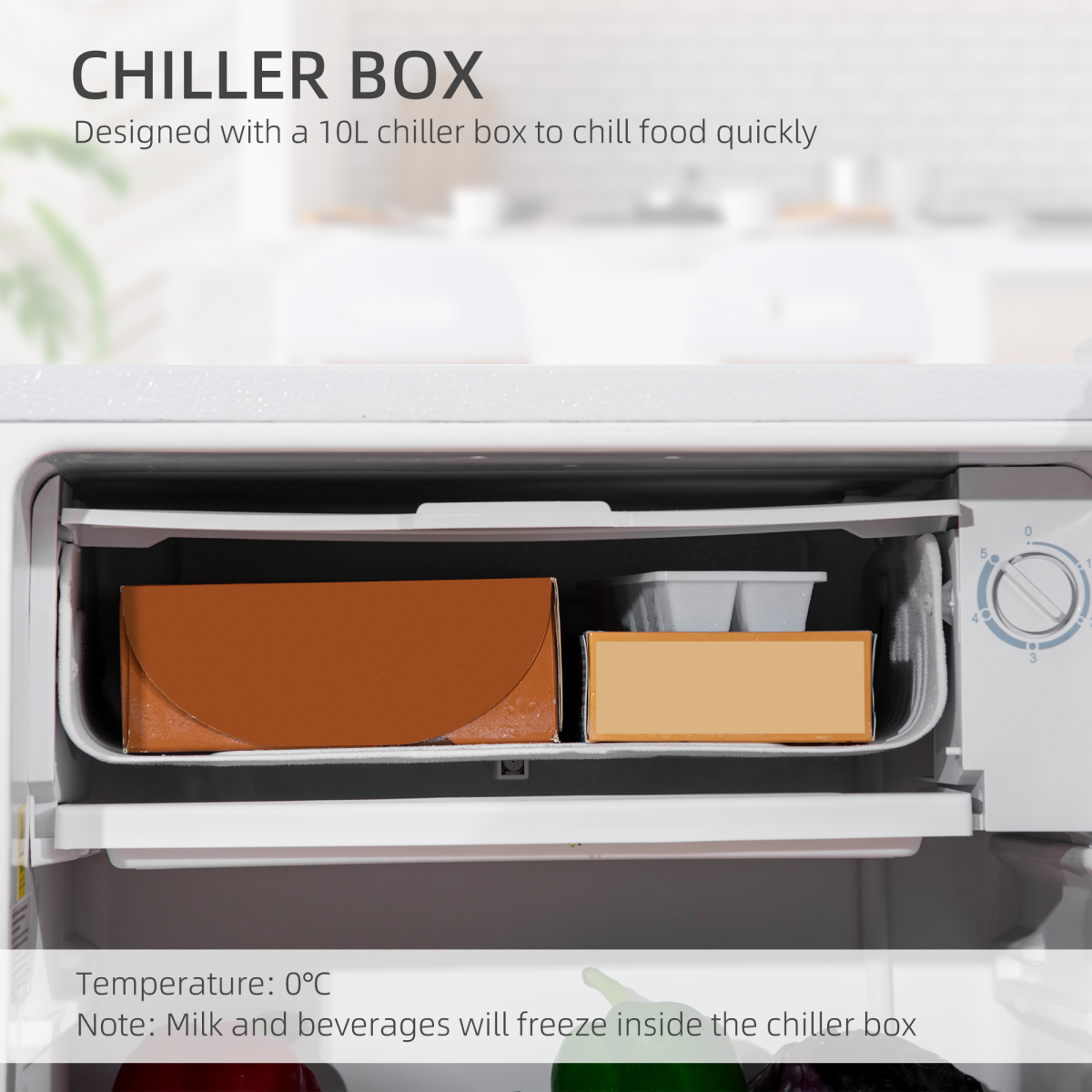 91L Freestanding Under Counter Fridge with Chiller Box Reversible Door