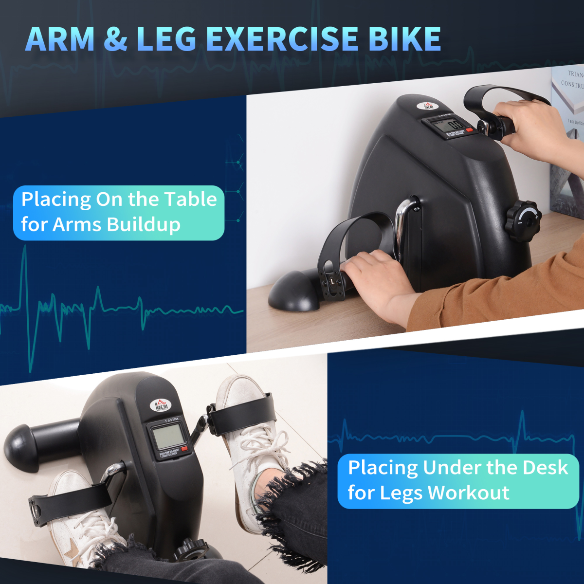 Mini Exercise Bike Portable Pedal Manual Machine Indoor Fitness Black