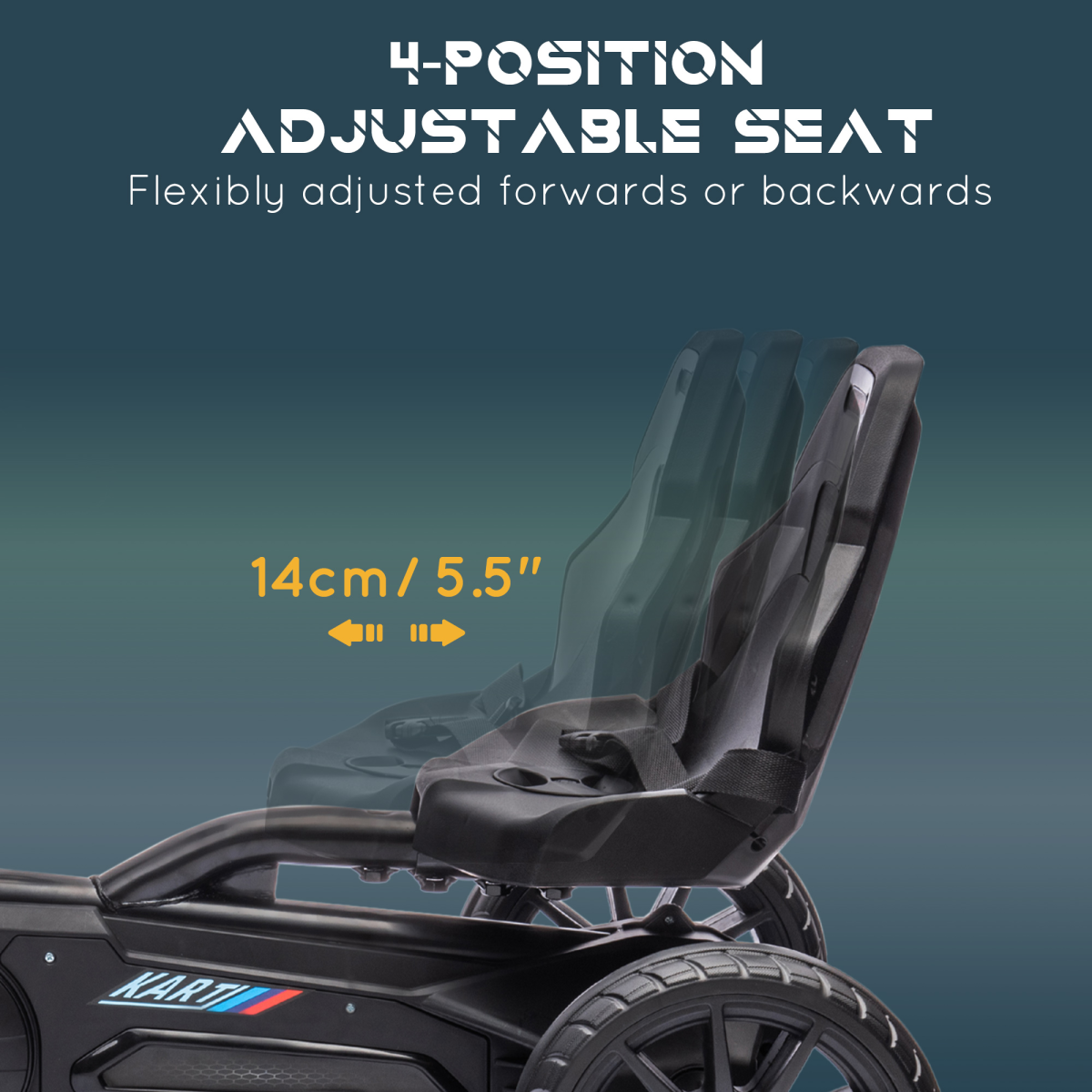 Homcom Children Pedal Go Kart with Adjustable Seat, Handbrake - Black