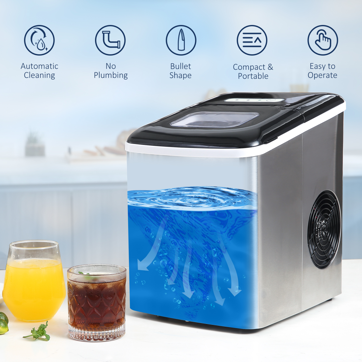 Ice Maker Machine Portable Counter Top Ice Cube Maker for Home Black