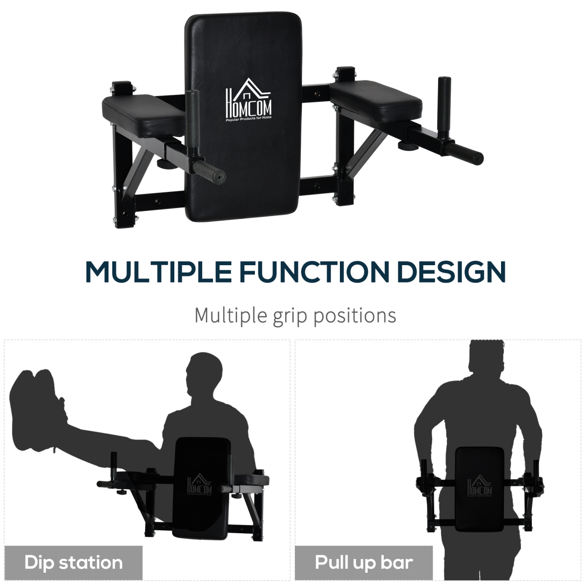 Gym Rack Dip Station Wall Mounted AB Knee Leg Raise Pull Up Fitness