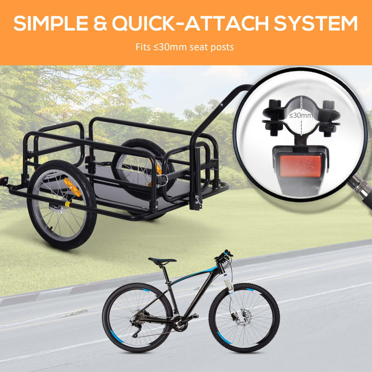 Folding Bicycle Cargo Storage Cart and Luggage Trailer with Hitch