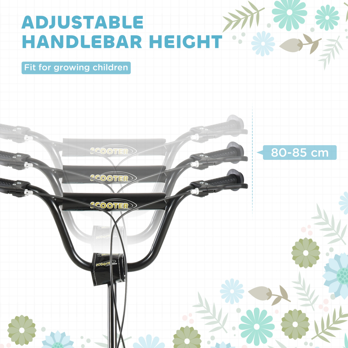 Dual Brakes Kick Scooter 12-Inch Inflatable Wheel Ride On Toy