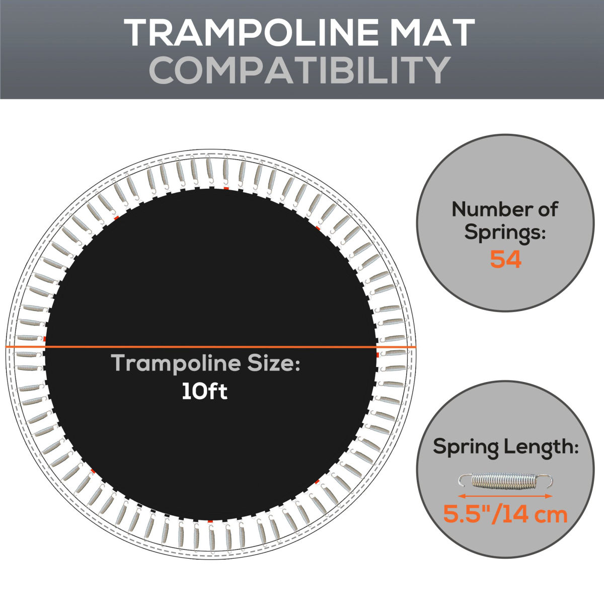 Trampoline Mat with 54 V-Hooks, for 10ft Trampoline